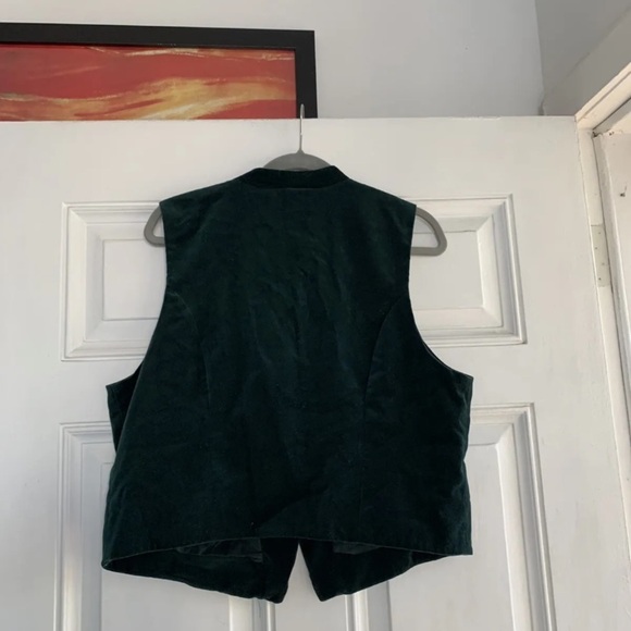 - KAREN SCOTT Christmas Vest‎ ~ Green Velvet Mistletoe Star Size Large - Picture 4 of 5